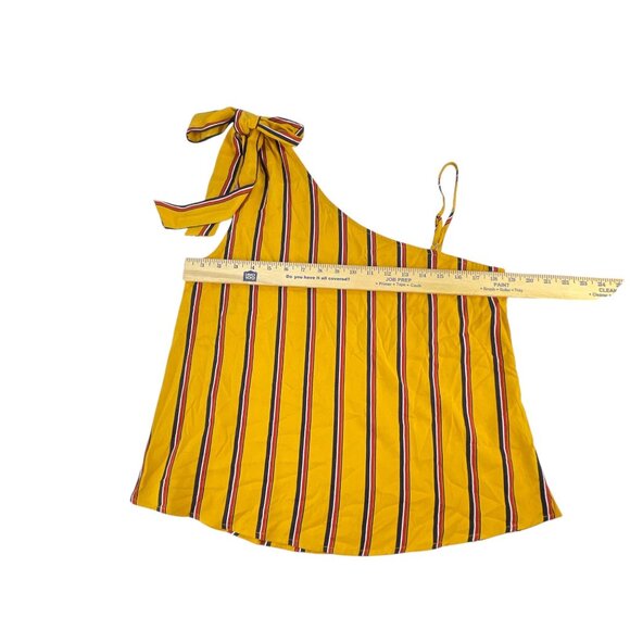 E&M Top Womens Size M Striped One-Shoulder Top With Adjustable Strap Yellow Red - Picture 3 of 7